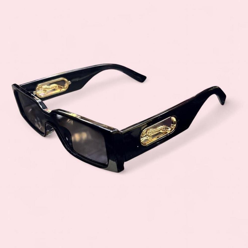 Black and Gold sunglasses with Cheetah Detail Glamour Chic